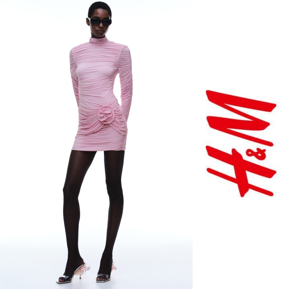 H&M x Magda Butrym Rose Appliqué High Neck Dress